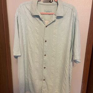 💯% Silk Mens Tommy Bahama Light Aqua Button-Up Shirt-XXL